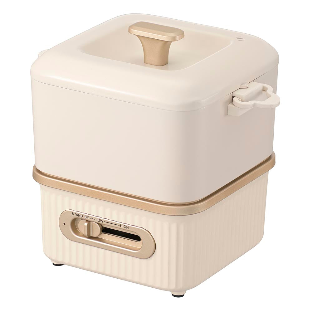 ヌードルクッカー(なべと本体は分離式/0.8リットル/550W/質量1.3kg/ホワイト)_08-1460_COK-NB80W_OHM(オーム電機)